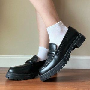 Madewell Bradley Lugsole Loafer  Black Chunky Leather  Loafers Size 10.5